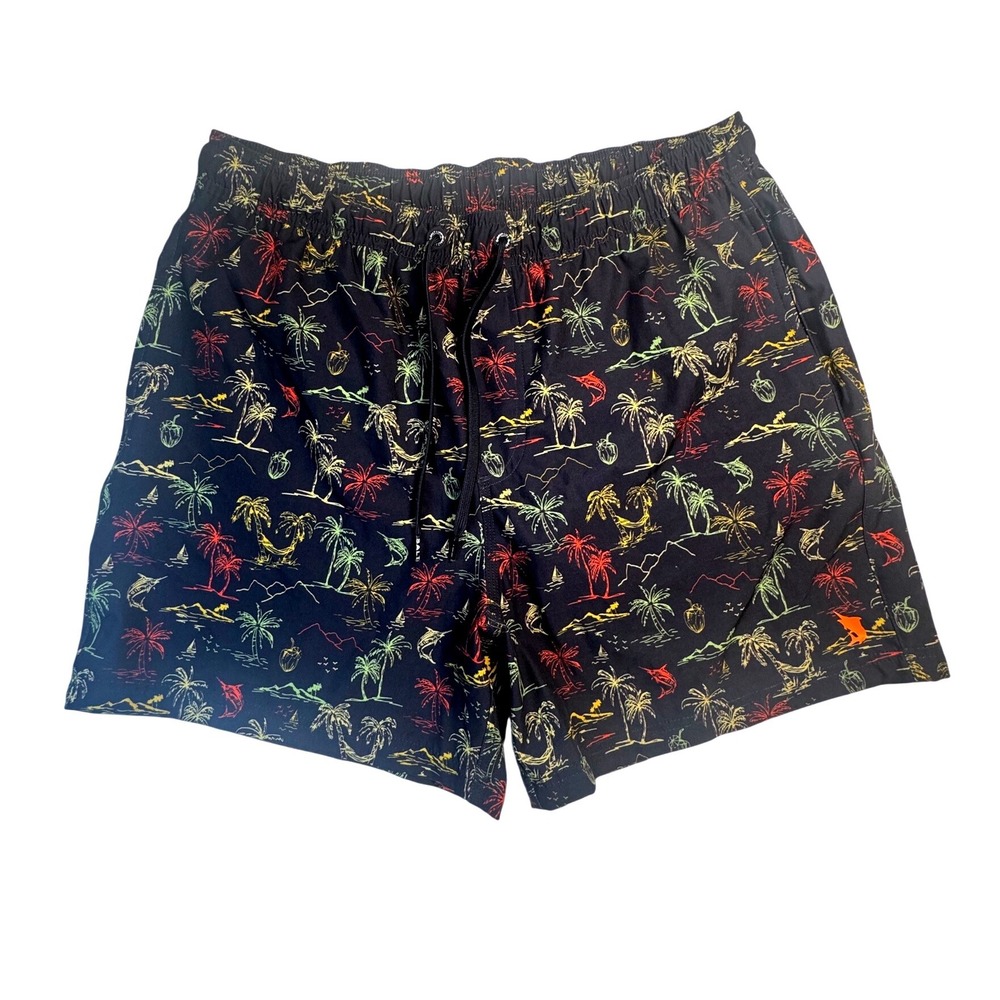 Salt Life Mens XXL Swim Trunks Navy Blue Tropical Neon Palm SLM4103 Board Shorts